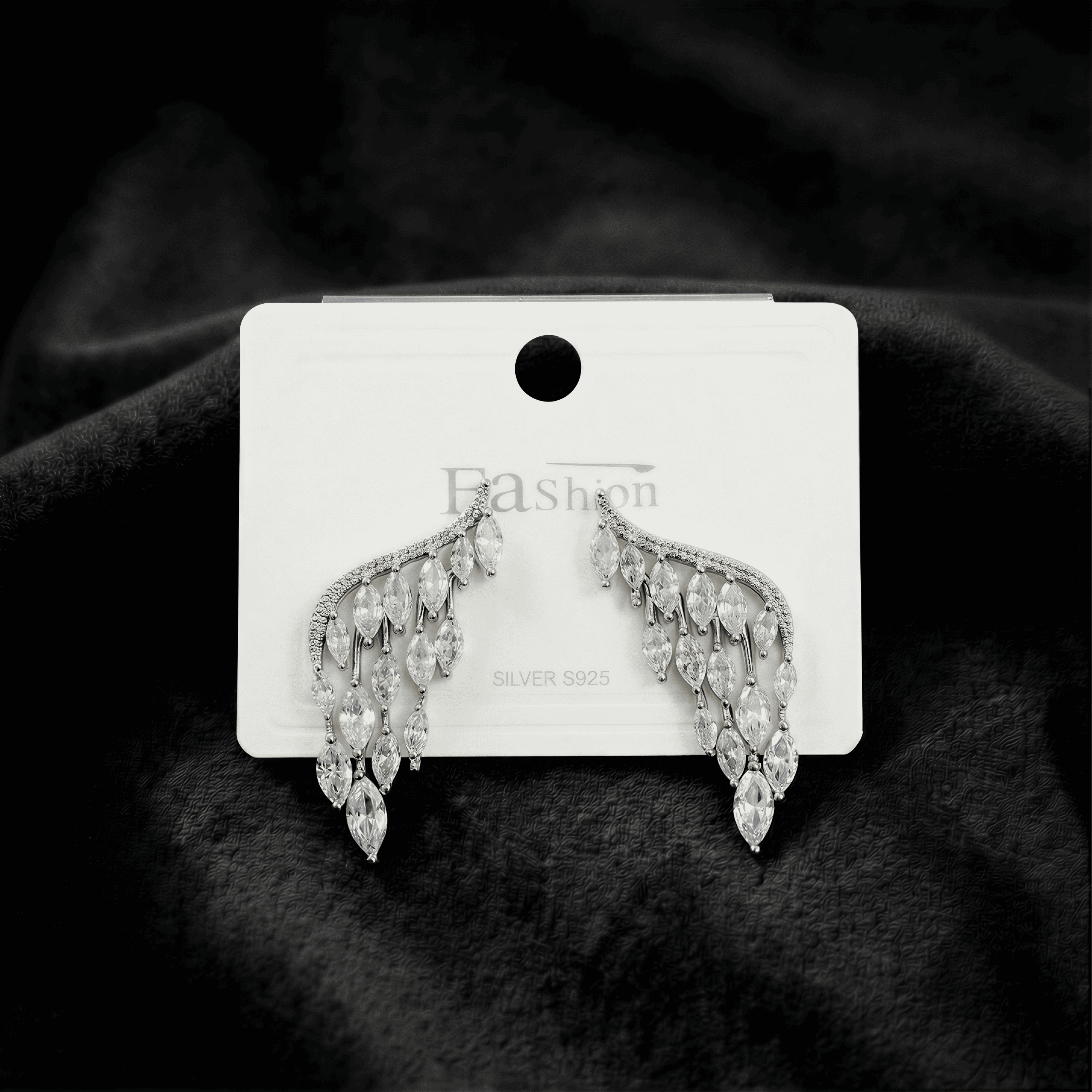 Işıltılı Melek Kanadı Küpe (S925 İğneli)