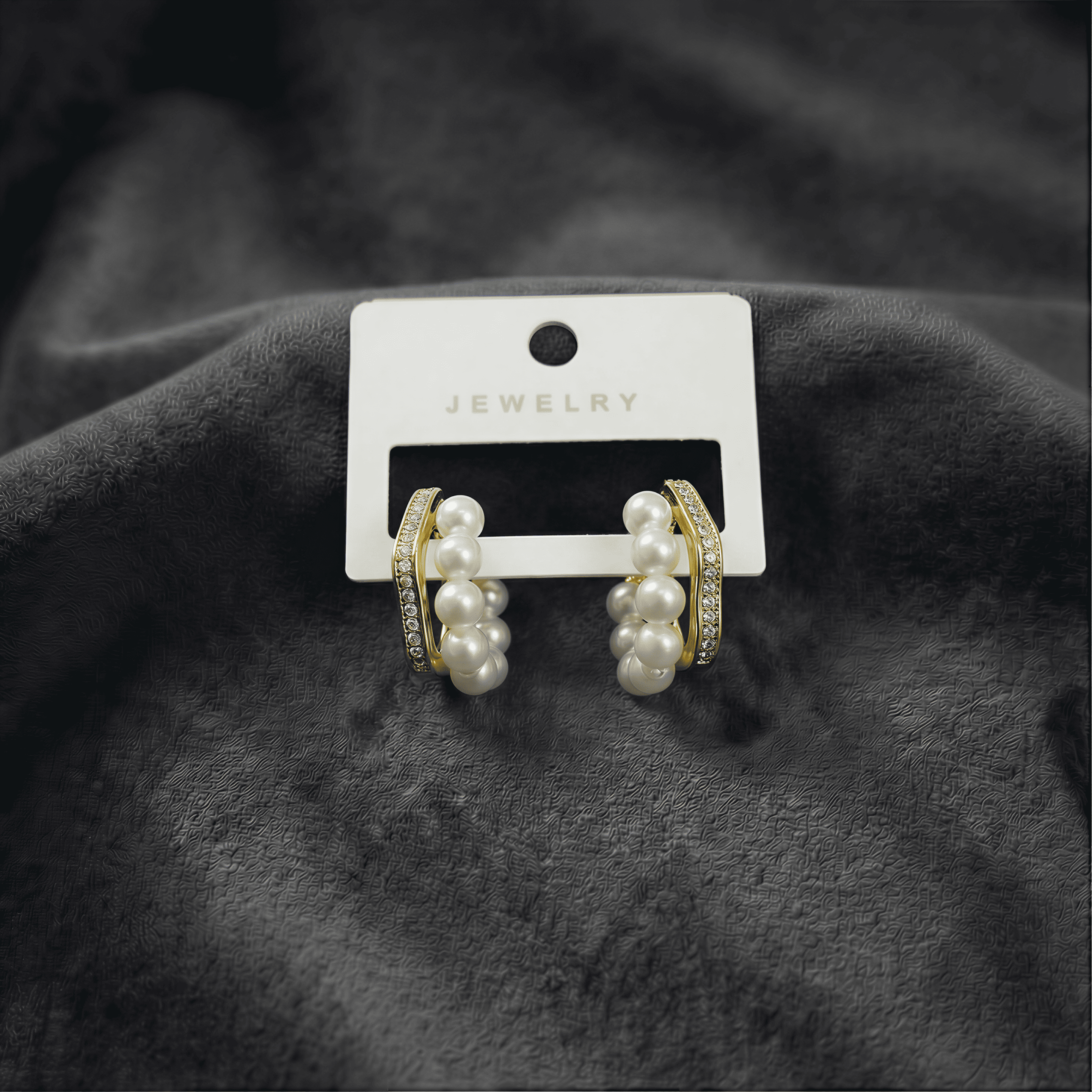 İnci ve Zirkon Taşlı Çift Sıra Halka Küpe