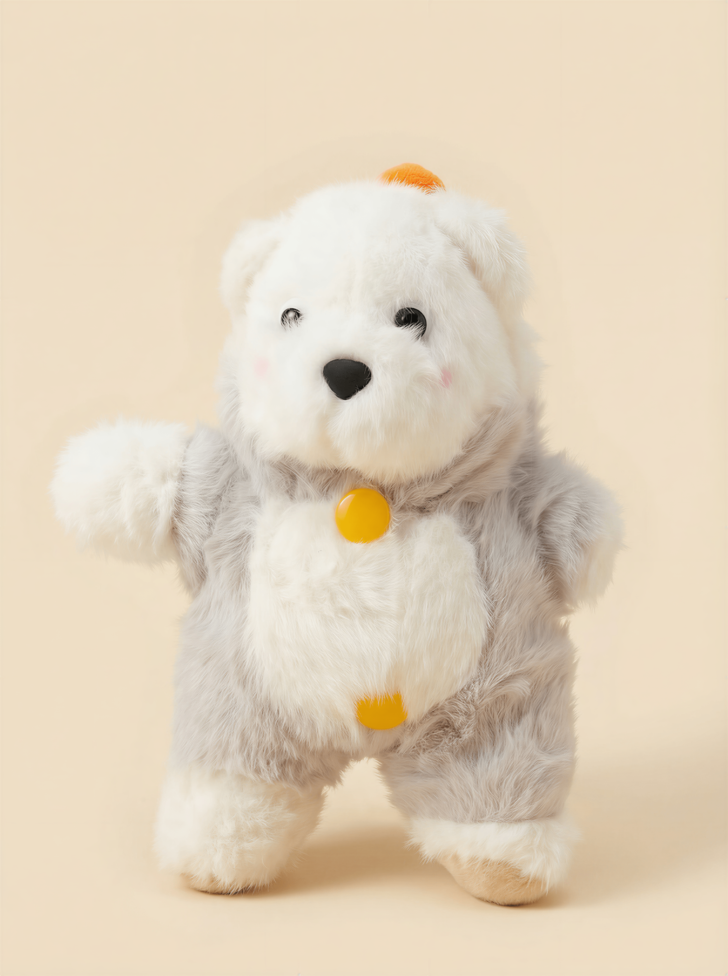 Gri Tulumlu ve Mandalina Şapkalı Pofuduk Ayı