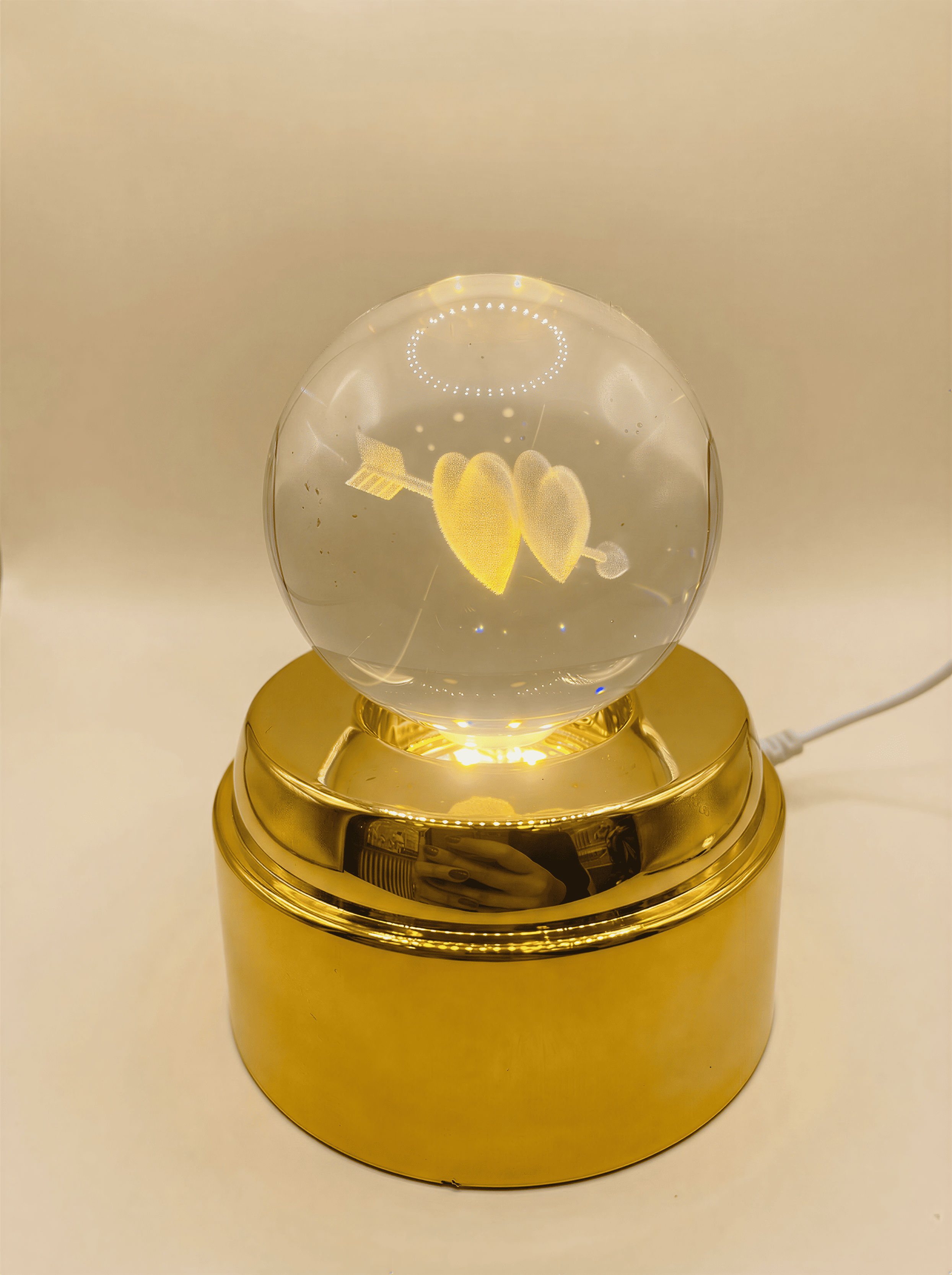 Kalp Figürlü Romantik Kristal Küre Lamba