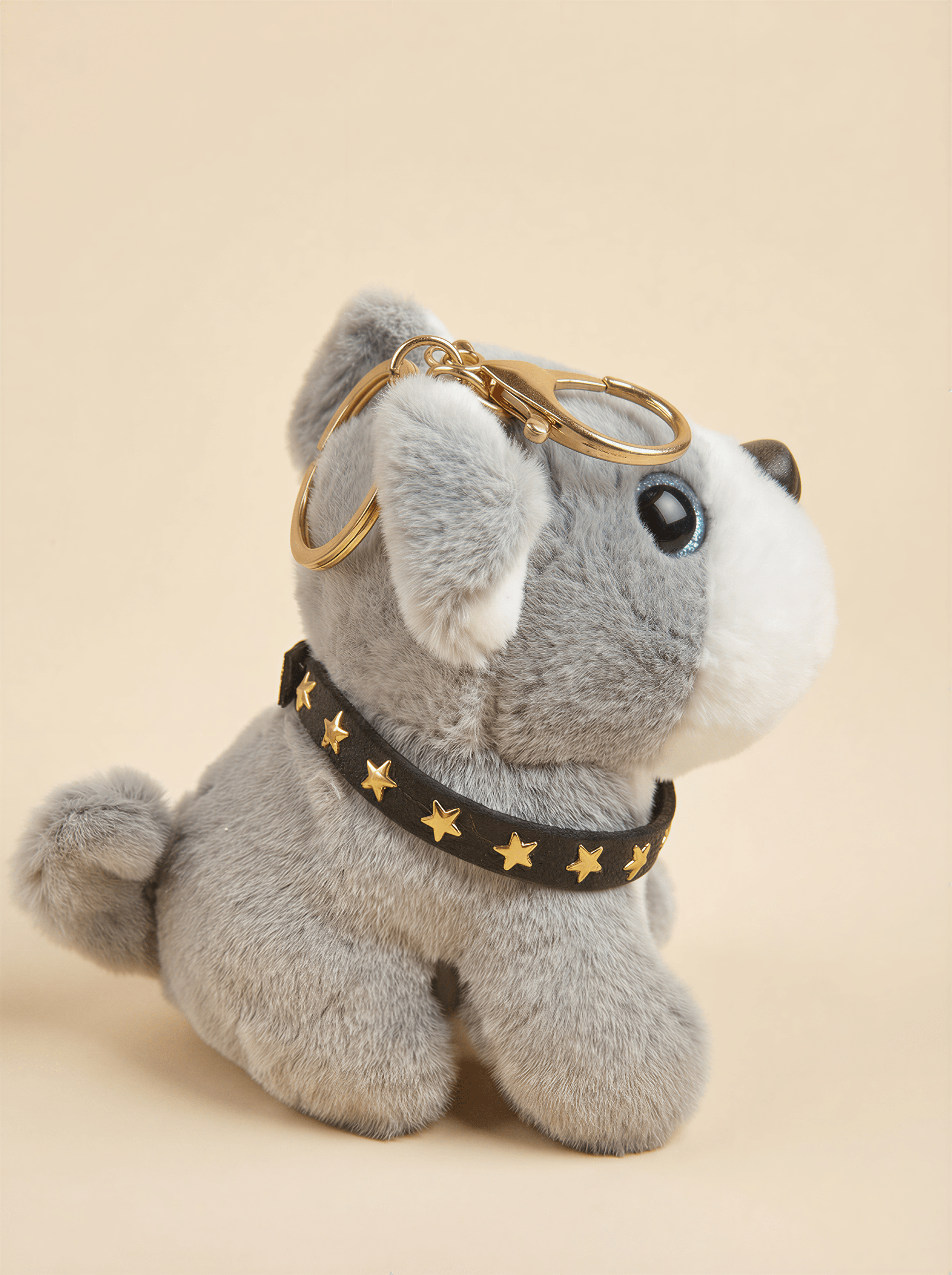 Yıldız Tasmalı Gri Bulldog Çanta Süsü